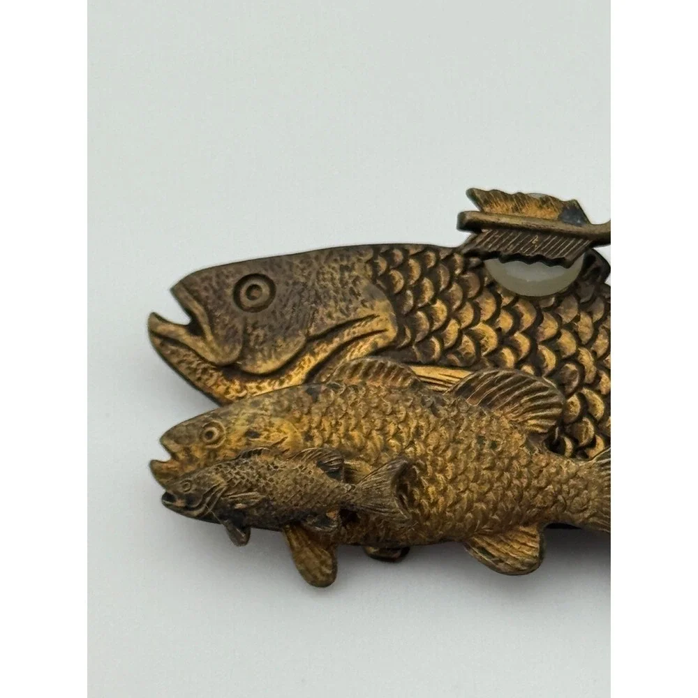 Vintage Modernist Artisan Fish Brooch‎ Pin Unsigned